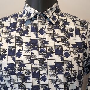 Bugatchi Blue Floral Button Front Dress Shirt